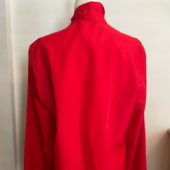 60’s red cherry secretary collar poly blouse ~ - Picture 5 of 6